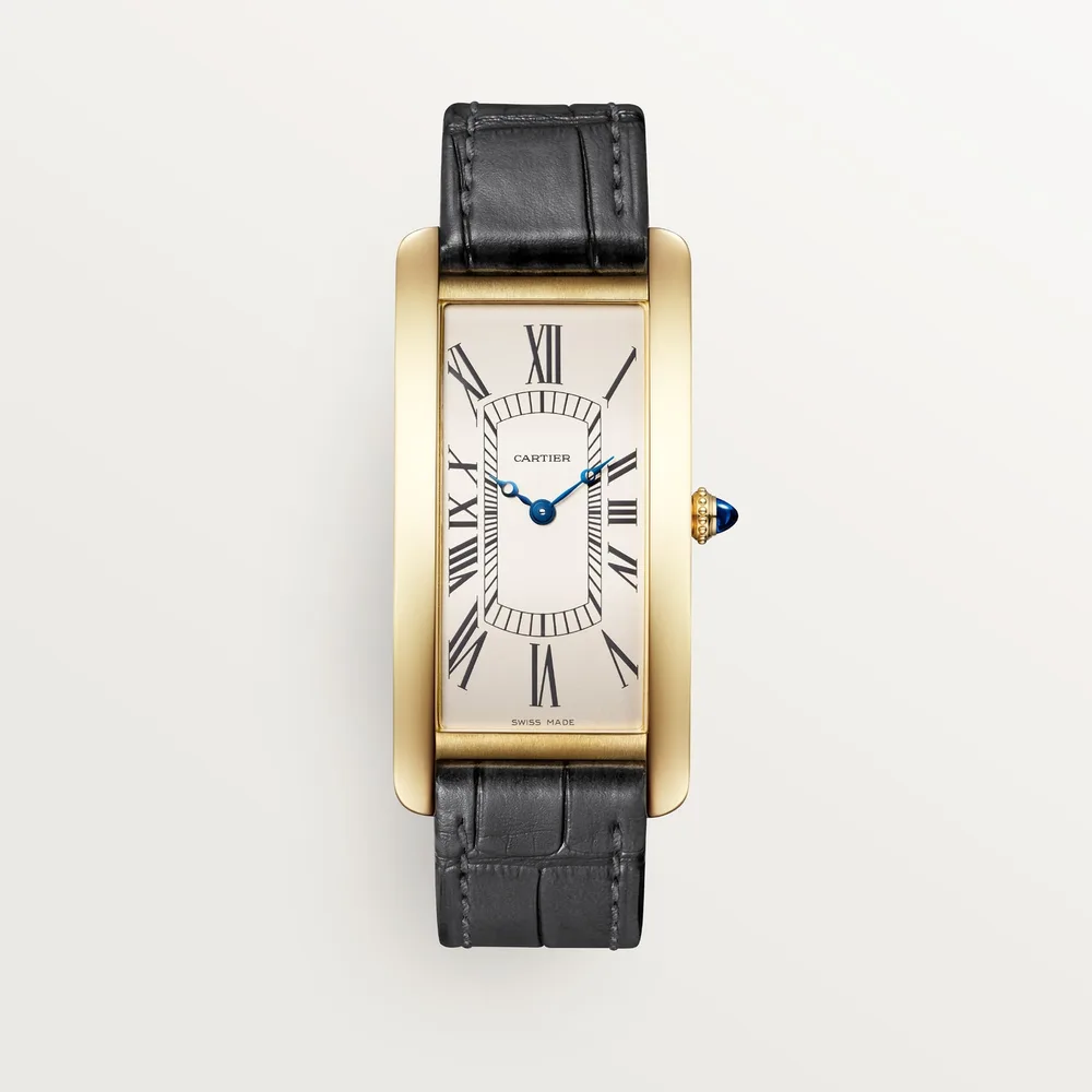 Cartier Tank Cintrée, Manual movement, yellow gold, leather