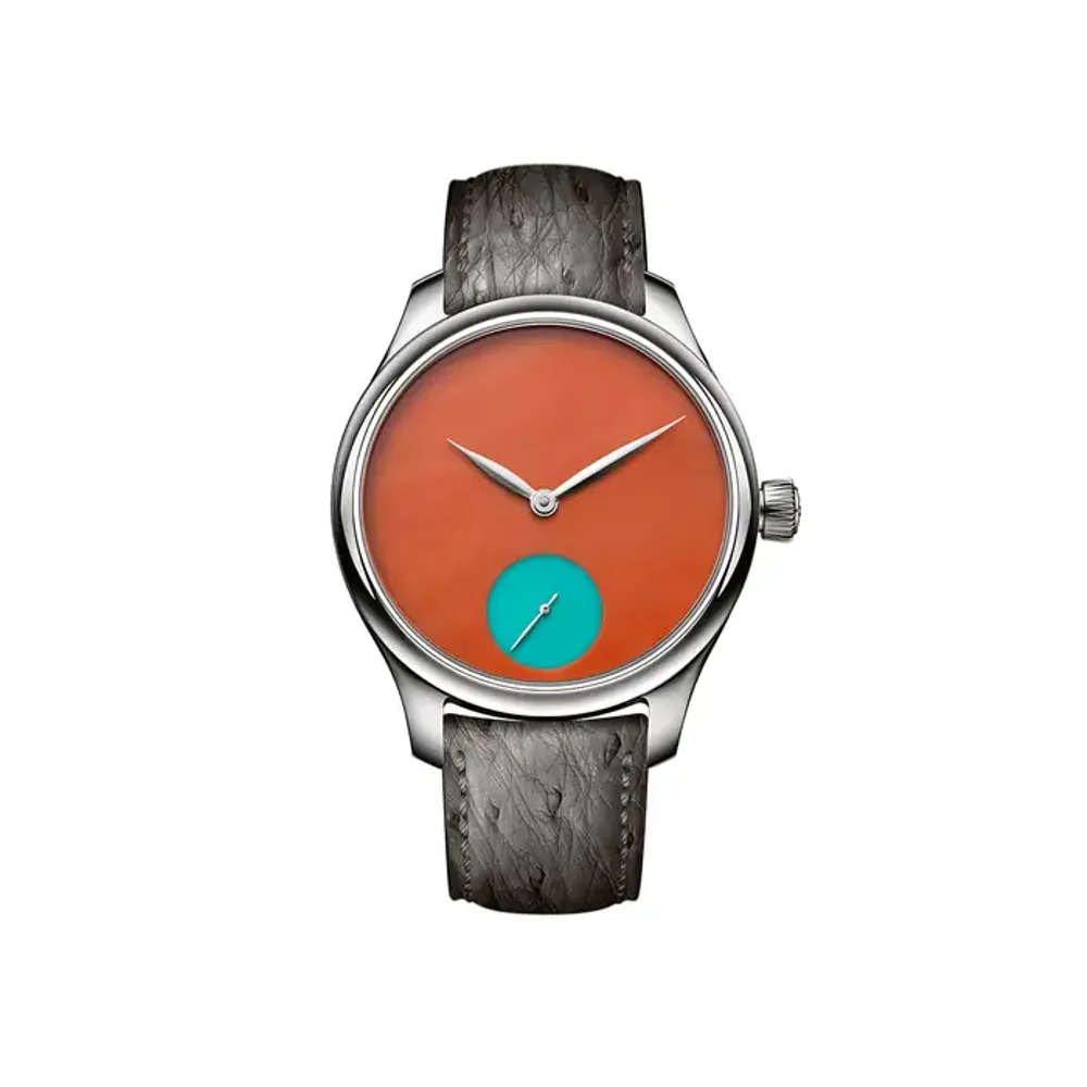 H. Moser & Cie. Endeavour Small Seconds Concept POP Deep orange coral and turquoise