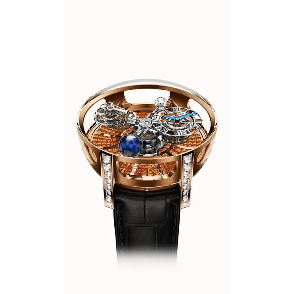 Jacob & Co. Astronomia Tourbillon Baguette — Rose Gold, Orange Sapphires