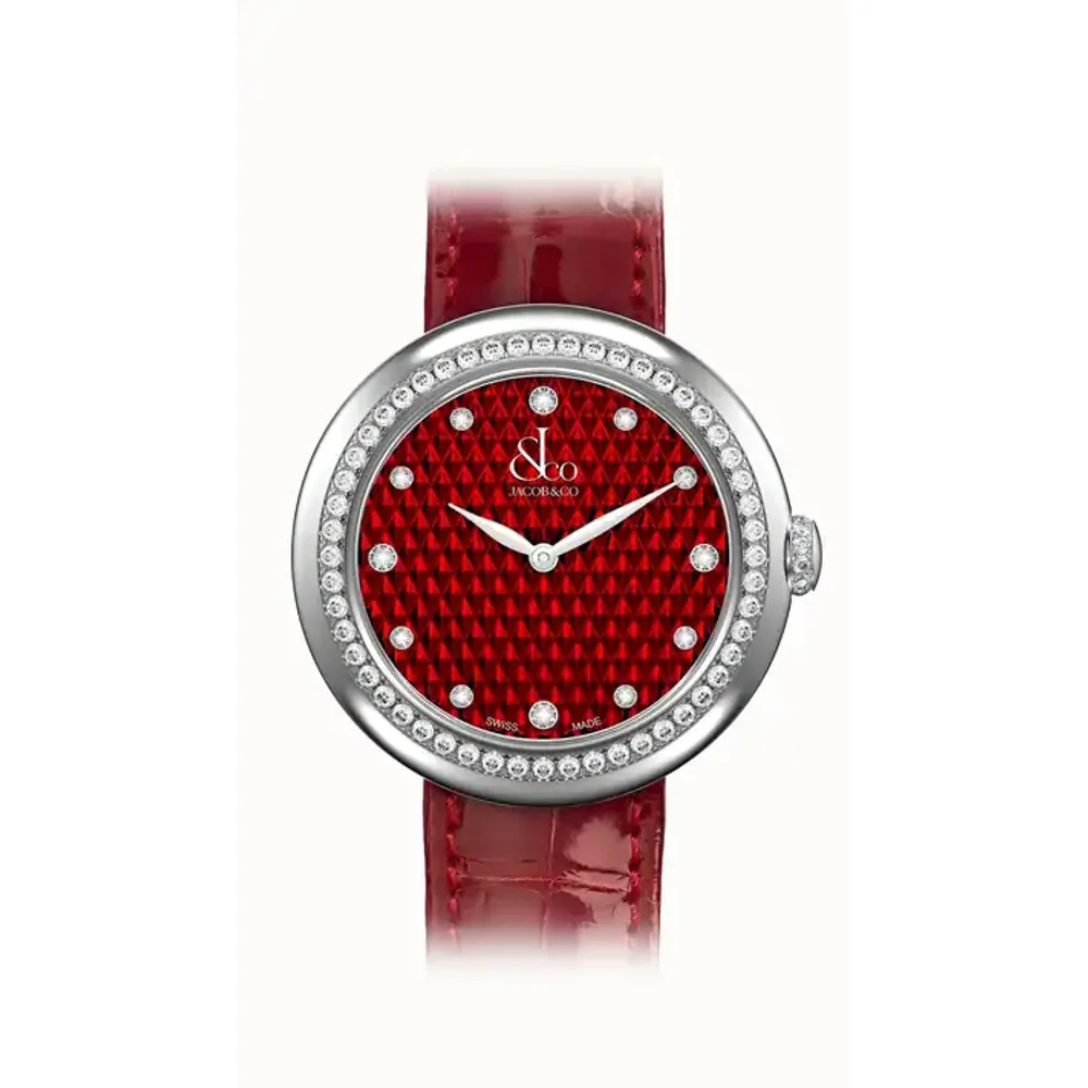 Jacob & Co. Brilliant — Stainless Steel with Red Pyramid Dial