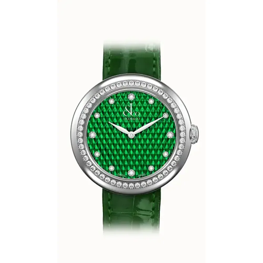 Jacob & Co. Brilliant — Stainless Steel with Green Pyramid Dial