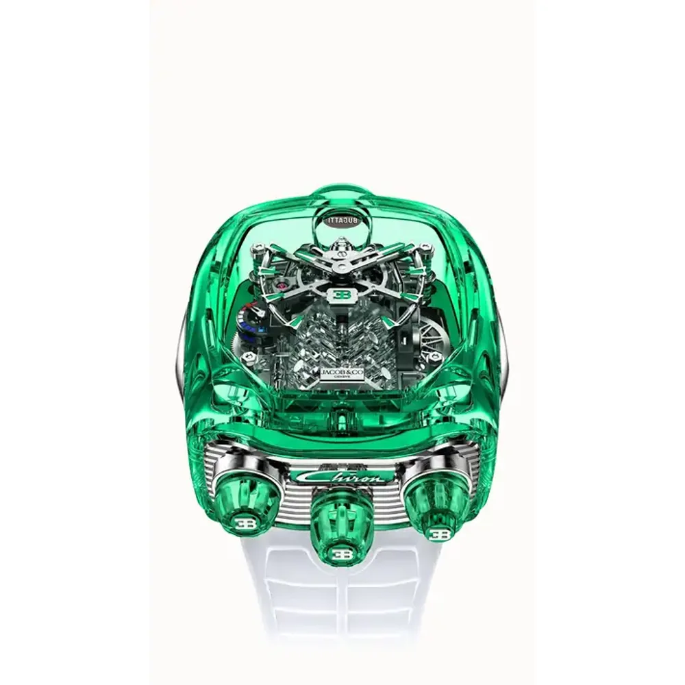 Jacob & Co. Bugatti Chiron Tourbillon Sapphire Crystal — Green Sapphire Crystal
