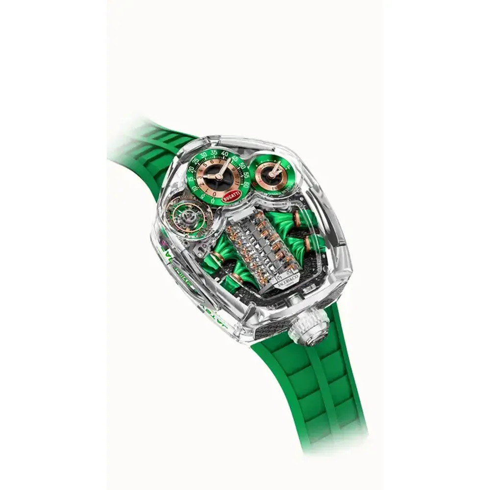 Jacob & Co. Bugatti Tourbillon Sapphire Crystal — Clear / Green