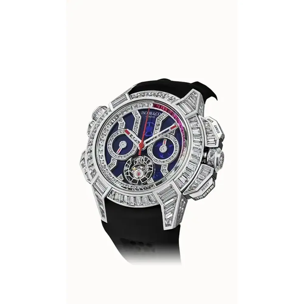 Jacob & Co. Epic X Chrono Tourbillon Baguette — Blue Crystal