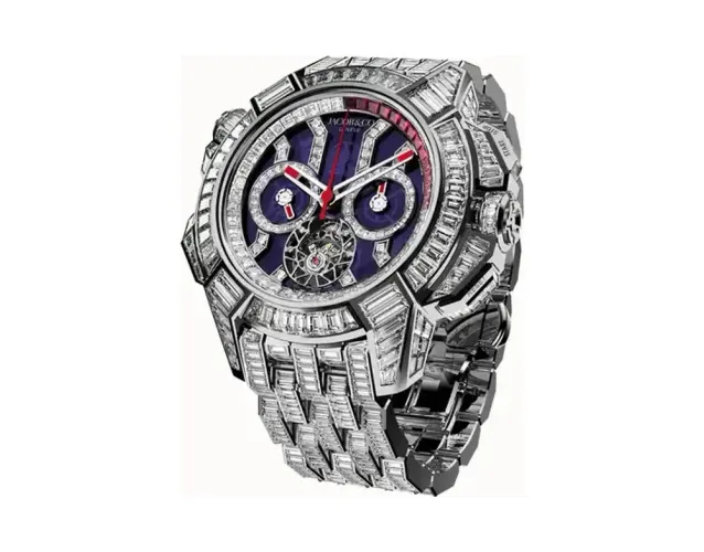 Jacob & Co. Epic X Chrono Tourbillon Baguette — Blue Crystal Bracelet