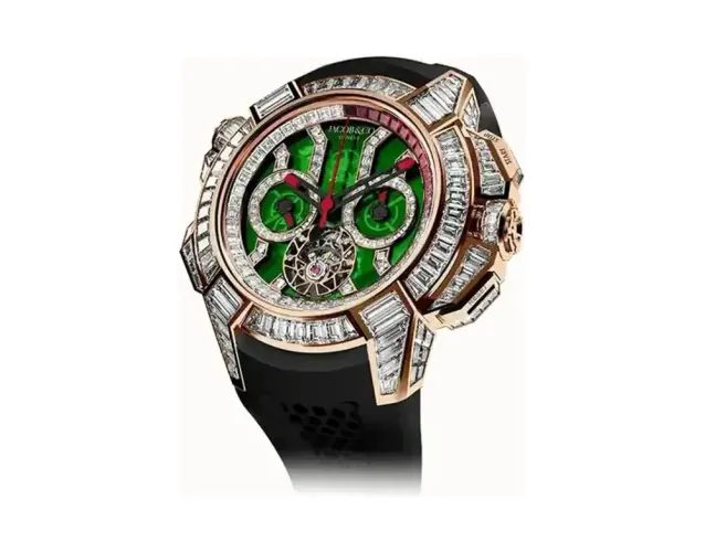 Jacob & Co. Epic X Chrono Tourbillon Baguette — Green Crystal