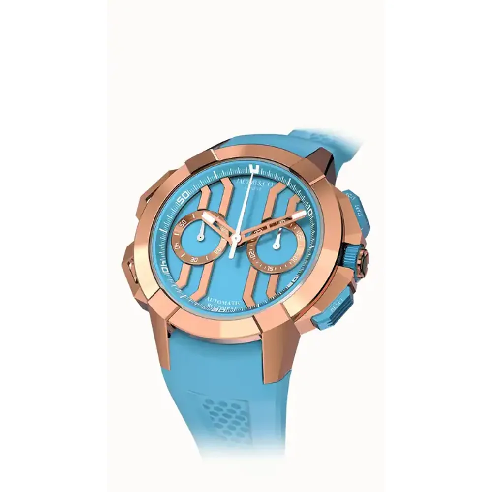 Jacob & Co. Epic X Chrono 44MM — Rose Gold (Light Blue)