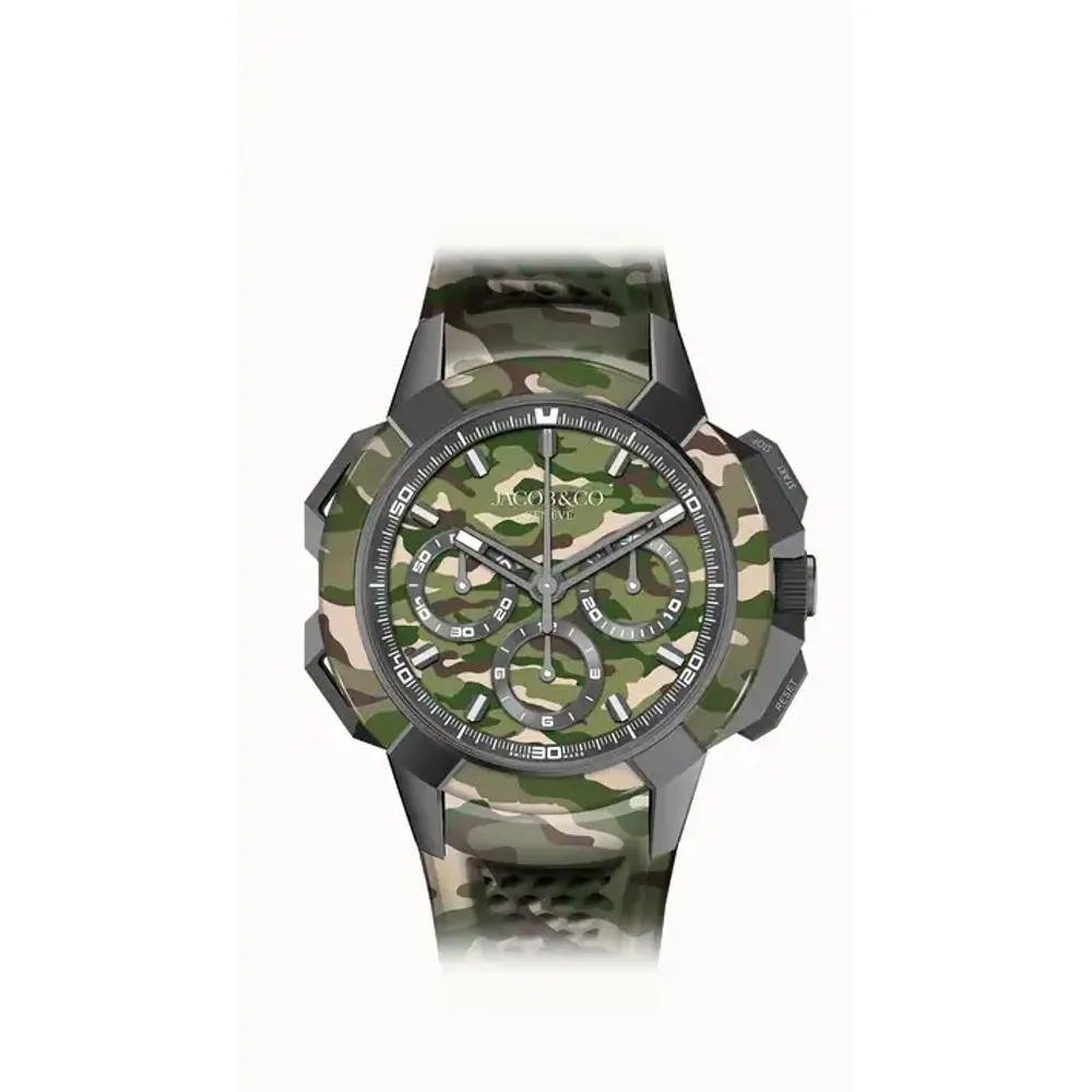 Jacob & Co. Epic X Chrono 44MM Tri-Compax — Green Camo