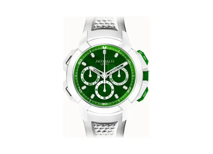 Jacob & Co. Epic X Chrono 44MM Tri-Compax — White Ceramic, Green Dial