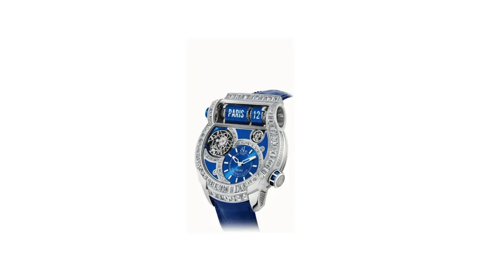 Jacob & Co. Epic SF24 Tourbillon Baguette — White Gold Blue Dial