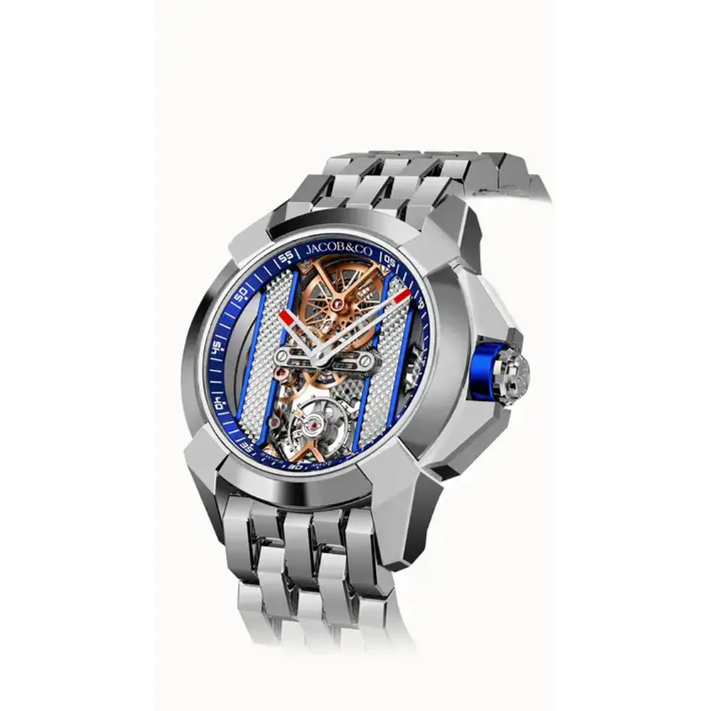 Jacob & Co. Epic X Bridges — Stainless Steel Bracelet (Blue)