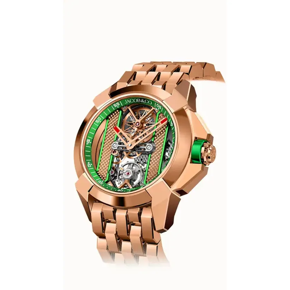 Jacob & Co. Epic X Bridges — Rose Gold Bracelet (Green)