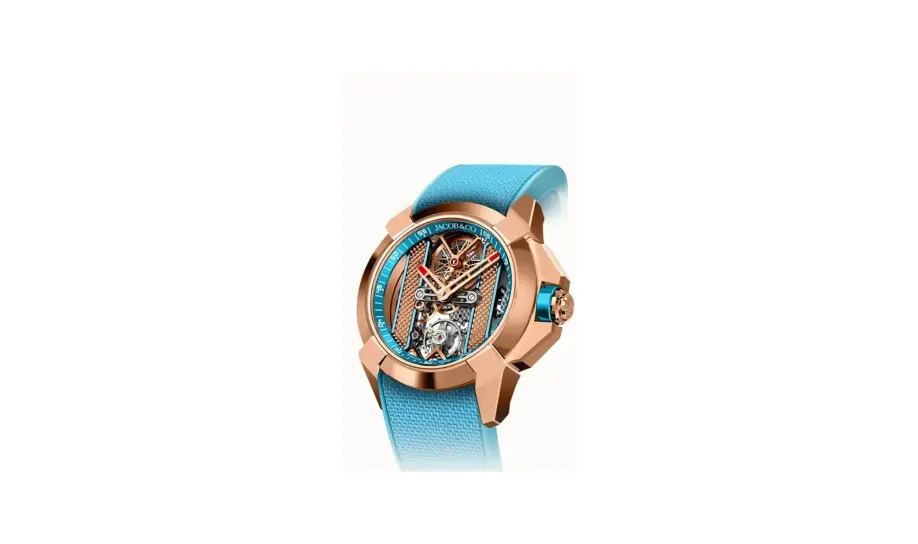 Jacob & Co. Epic X Bridges — Epic X Bridges V2 - Rose Gold And Stainless Steel - Light Blue Inner Ring