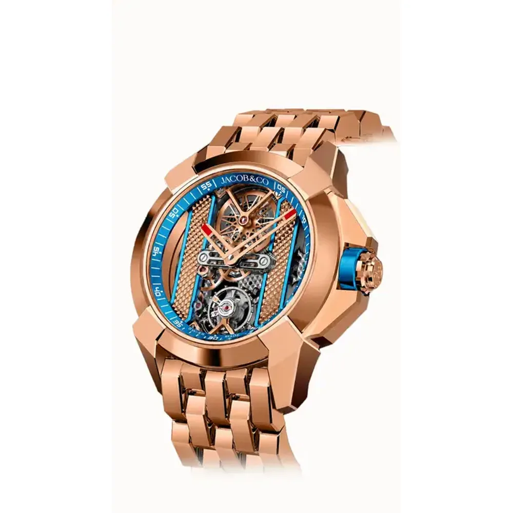 Jacob & Co. Epic X Bridges — Rose Gold Bracelet (Blue)