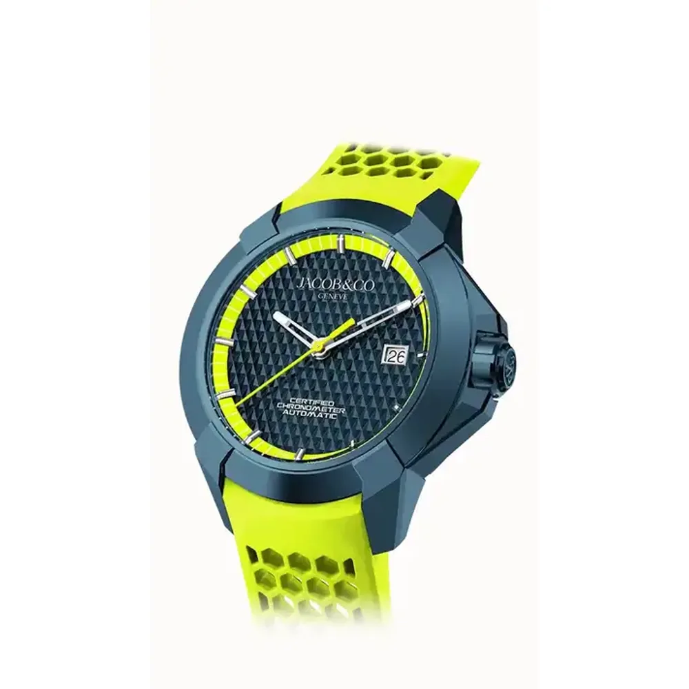 Jacob & Co. Epic X Sport — Blue PVD Steel & Neon Yellow