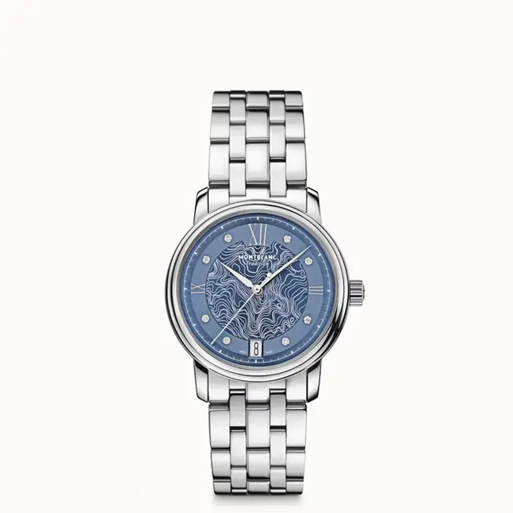 Montblanc Tradition Automatic Date 32 mm, Steel - Light blue