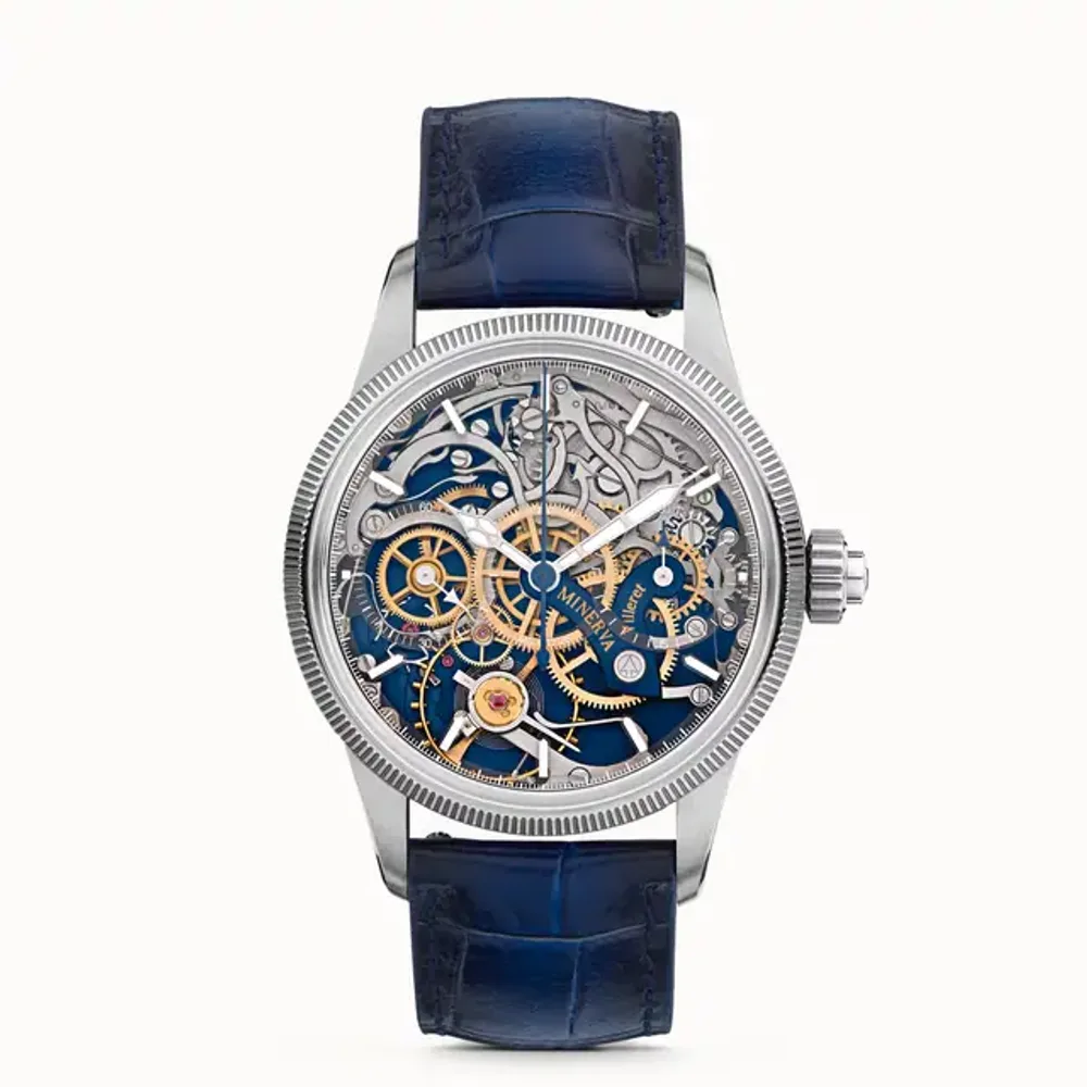 Montblanc 1858 The Unveiled Minerva Chronograph Limited Edition - 100 pieces, 100 pieces - STEEL, Grey Gold