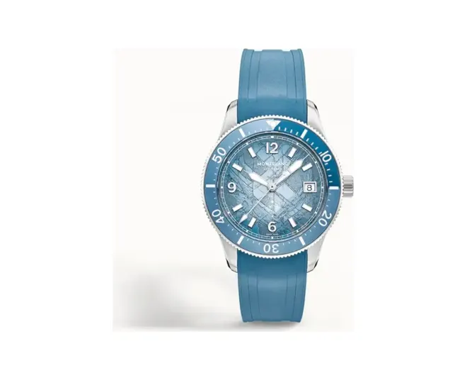 Montblanc Iced Sea Automatic Date 0 Oxygen, Steel, ALUMINIUM - Light blue