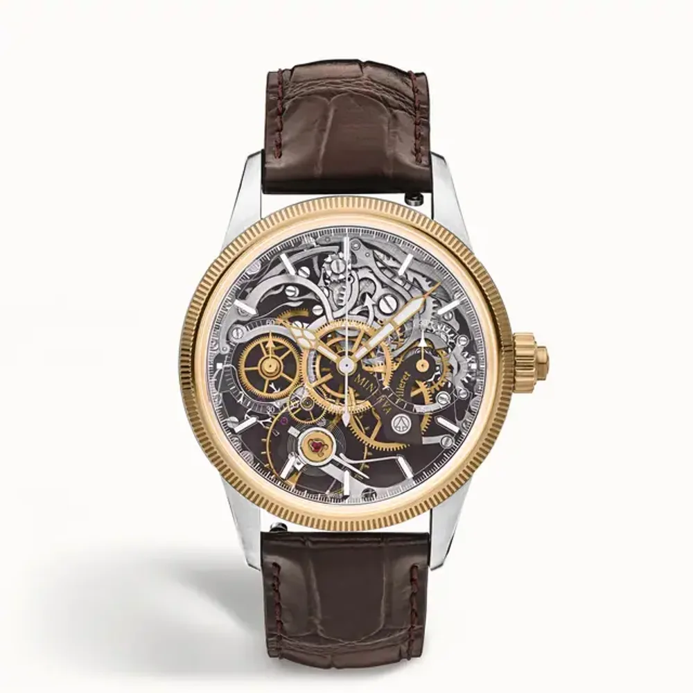 Montblanc 1858 The Unveiled Minerva Chronograph Limited Edition - 100 pieces, 100 pieces - Steel, yellow gold