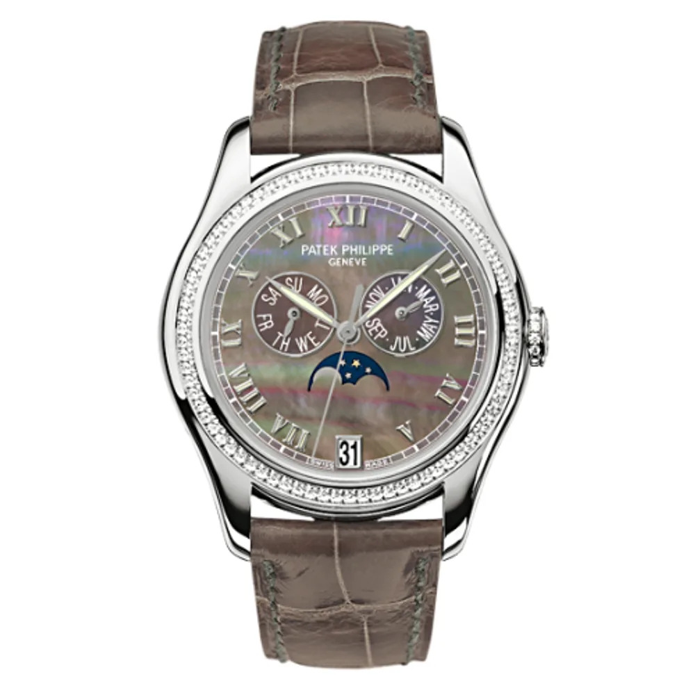 Patek Philippe Complications Annual Calendar 4936 White Gold Diamond Black Mother of Pearl