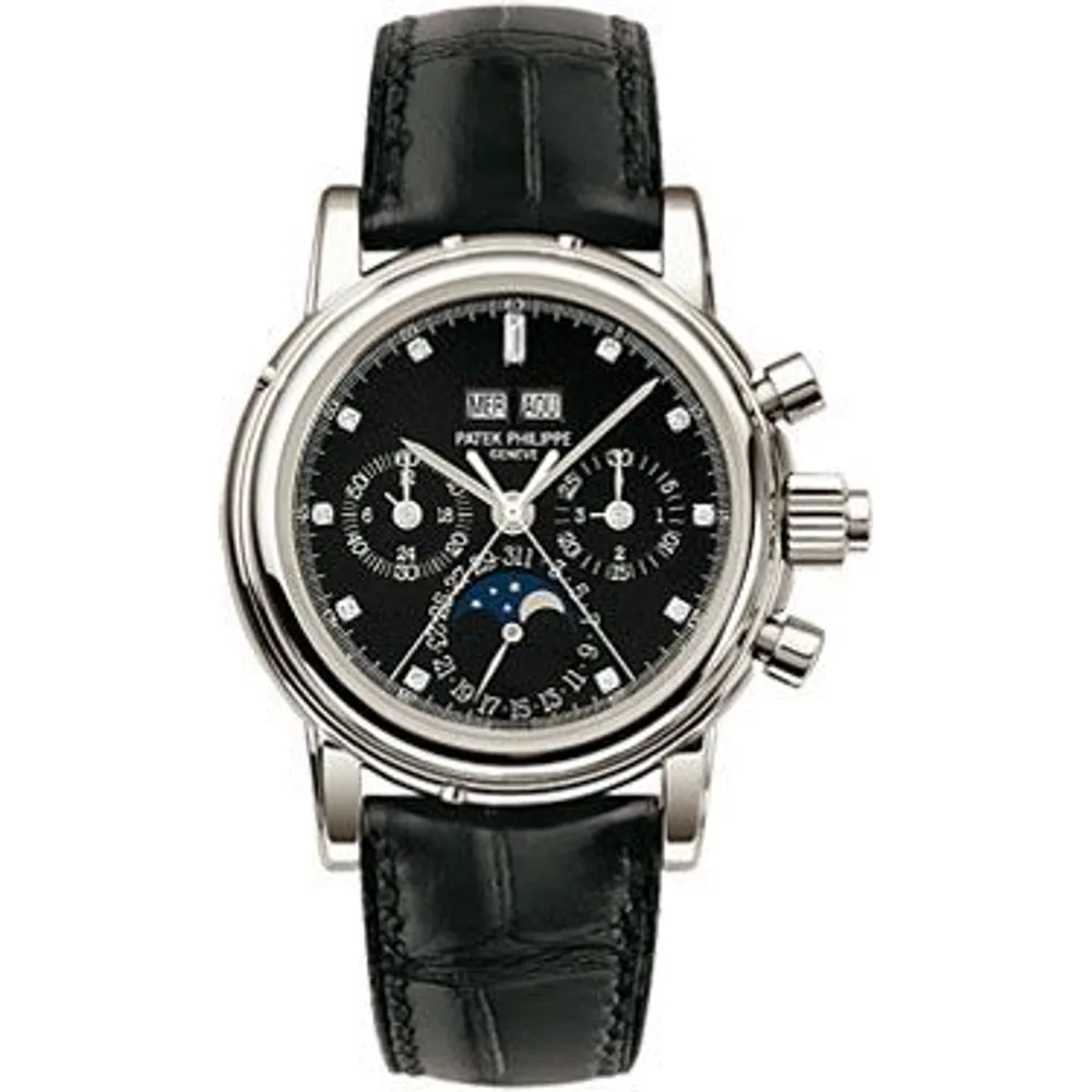 Patek Philippe Grand Complications Perpetual Calendar Split Seconds Chronograph 5004 Platinum / Black Diamond