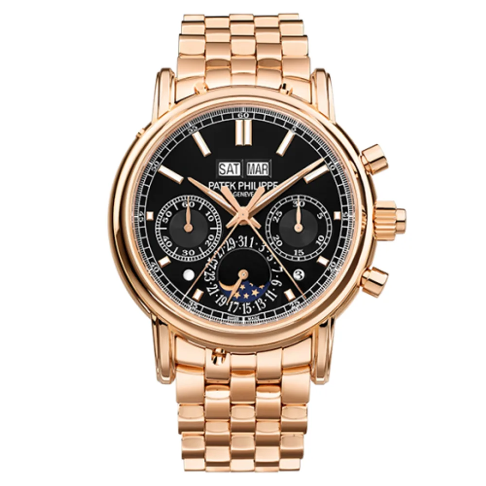 Patek Philippe Grand Complications Perpetual Calendar Split-Seconds Chronograph 5204 Rose Gold / Black / Bracelet