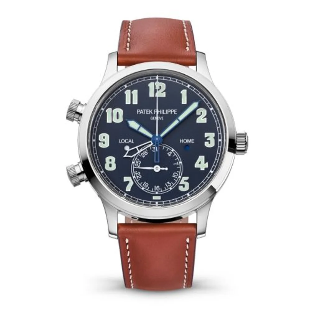 Patek Philippe Complications Calatrava Pilot Travel Time 5524 White Gold / Blue