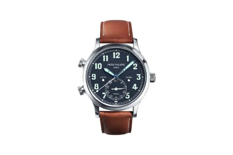 Patek Philippe Complications Calatrava Pilot Travel Time 5524 Tiffany White Gold / Blue
