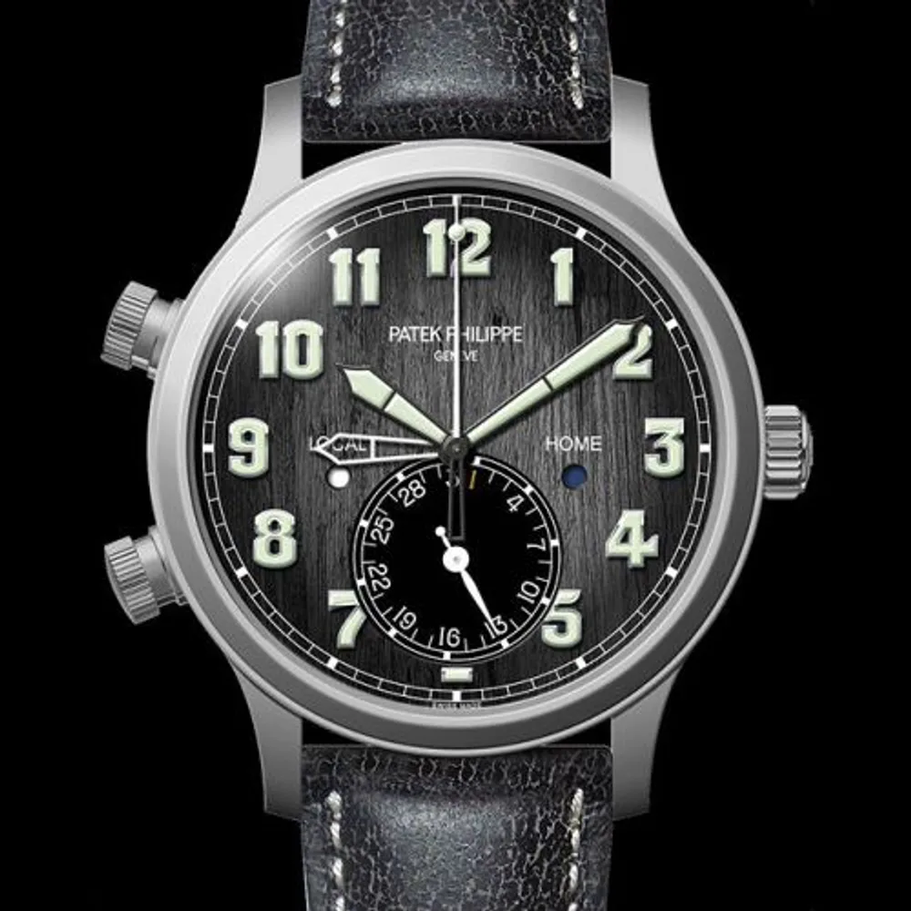 Patek Philippe Complications Calatrava Pilot Travel Time 5524 Titanium / Black