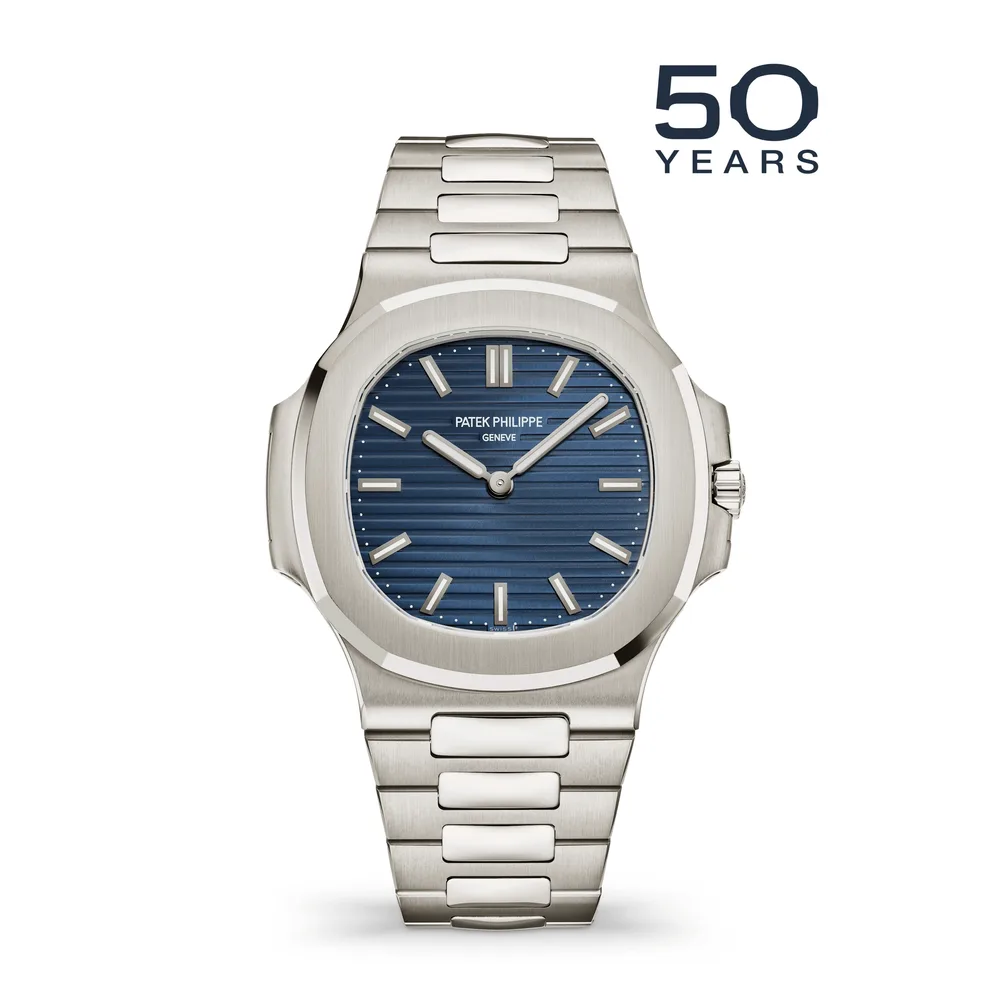 Patek Philippe Nautilus, White gold, Blue dial