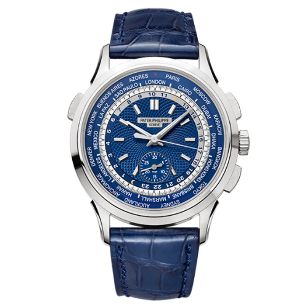 Patek Philippe Complications World Time Chronograph 5930 White Gold / Blue / Hong Kong