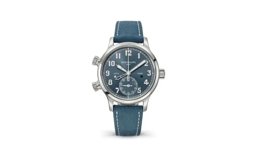 Patek Philippe Complications Calatrava Pilot Travel Time 7234 Stainless Steel / Blue