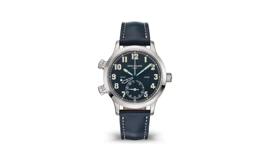 Patek Philippe Complications Calatrava Pilot Travel Time 7234 White Gold / Blue