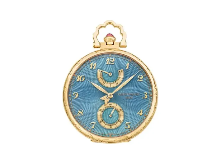 Patek Philippe Pocket Watch Lepine Power Reserve Yellow Gold / Butterflies and Orchids