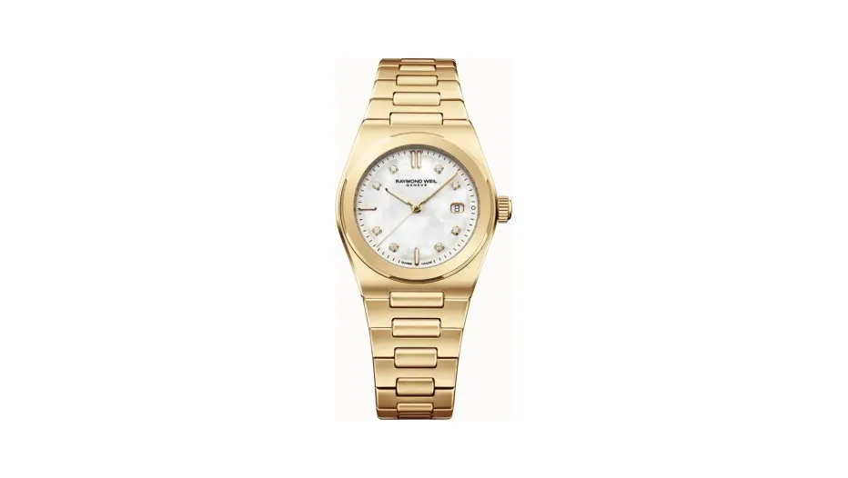 Raymond Weil A.R.T. Mother-of-pearl Dial Integrated Bracelet Stainless Steel With Yellow Gold PVD Quartz Watch, 30 mm