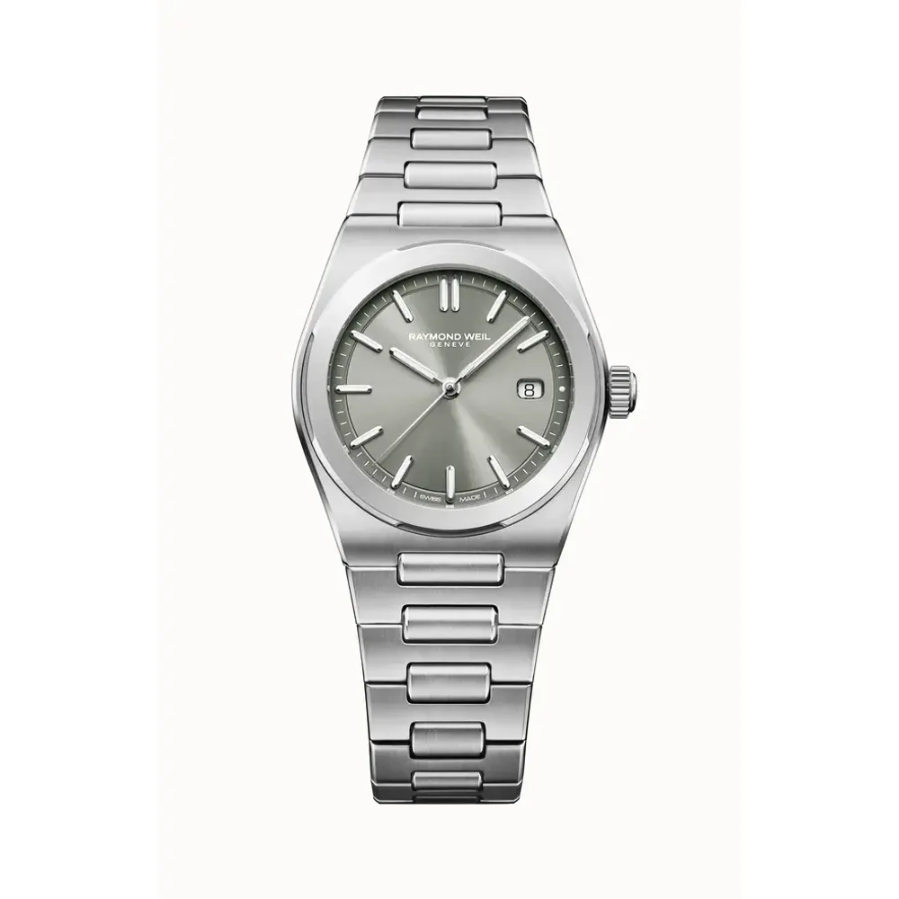 Raymond Weil A.R.T. Sage green Dial Integrated Stainless Steel Bracelet Quartz Watch, 30 mm