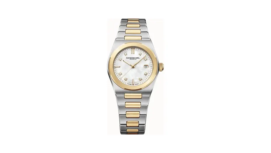 Raymond Weil A.R.T. Mother-of-pearl Dial Integrated Two-tone Bracelet Quartz Watch, 30 mm