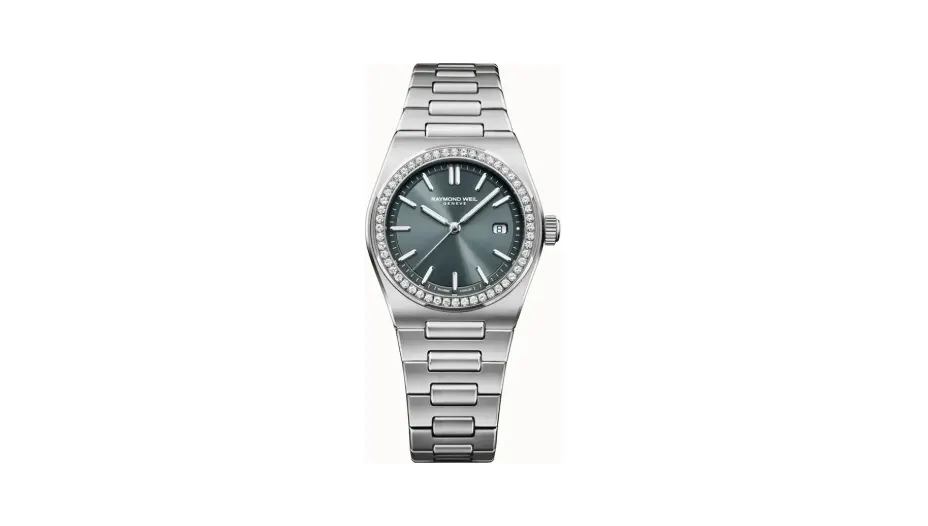 Raymond Weil A.R.T. Charcoal Blue Dial Diamond-Set Bezel Integrated Bracelet Quartz Watch, 30 mm