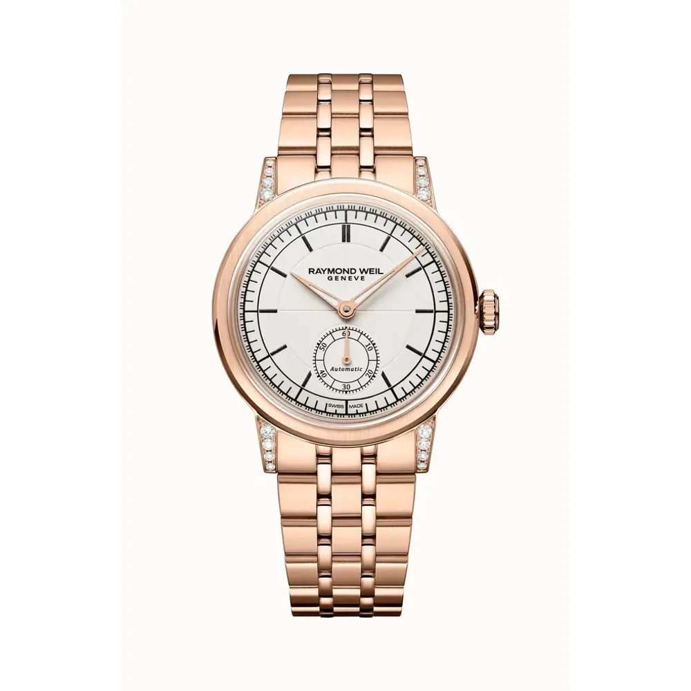 Raymond Weil Millesime Automatic Small Seconds Diamonds Watch, 35mm, 35 mm, cream dial