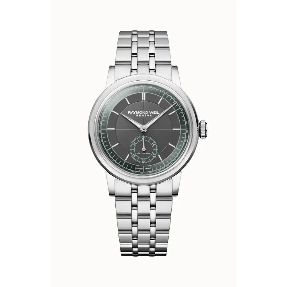 Raymond Weil Millesime Automatic Small Seconds Menthol Minute Track Bracelet Watch, 35mm
