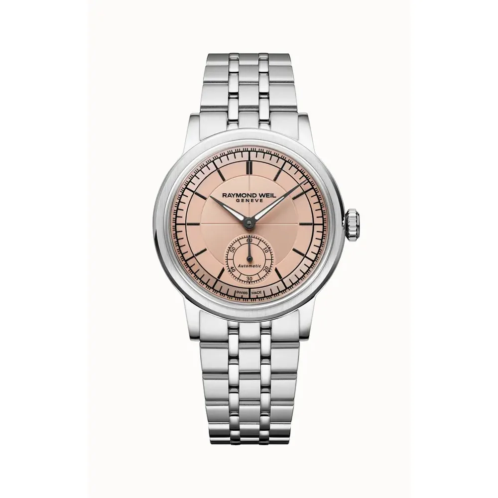 Raymond Weil Millesime Automatic Small Seconds Salmon Dial Bracelet Watch, 35mm