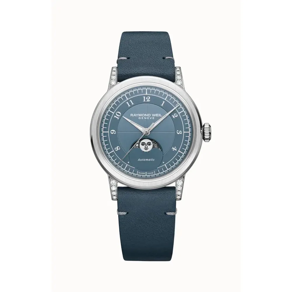 Raymond Weil Millesime Automatic Moon Phase Denim Blue Dial Watch, 35 mm