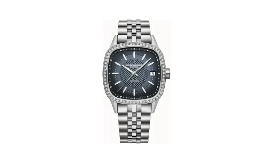 Raymond Weil Freelancer Ladies Automatic Blue Dial Bracelet Cushion Shape Watch, 34 x 34 mm