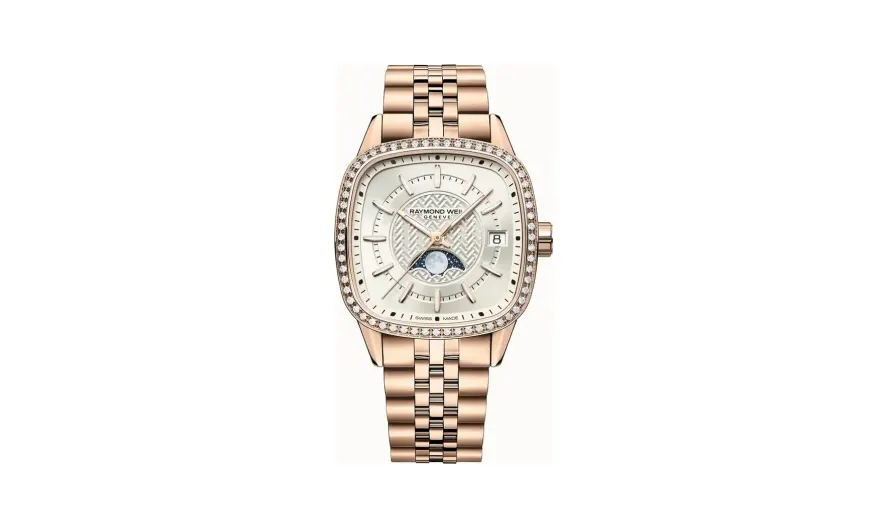 Raymond Weil Freelancer Ladies Automatic Moon Phase Cushion Shape Watch, 34 x 34 mm