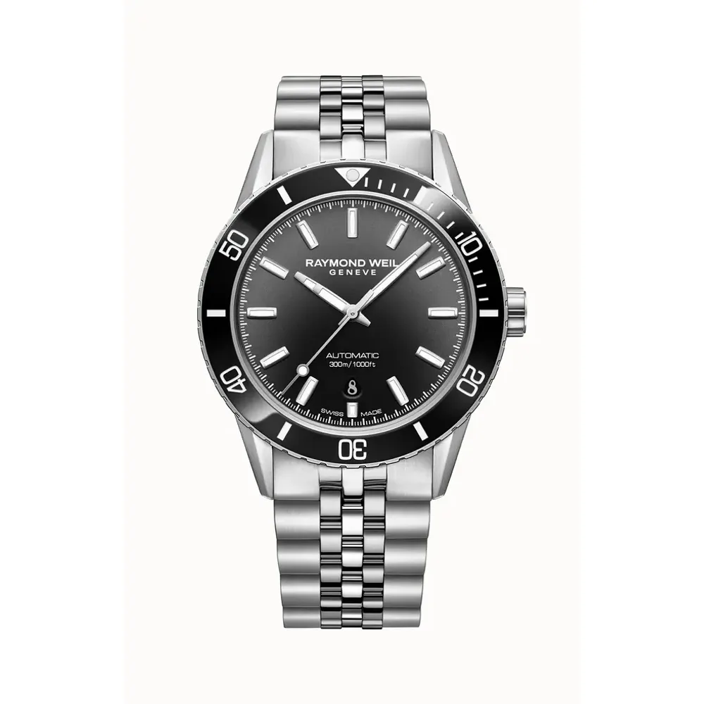 Raymond Weil Freelancer Diver Men's Stainless Steel Gradient Black Dial Automatic Watch, 42 mm