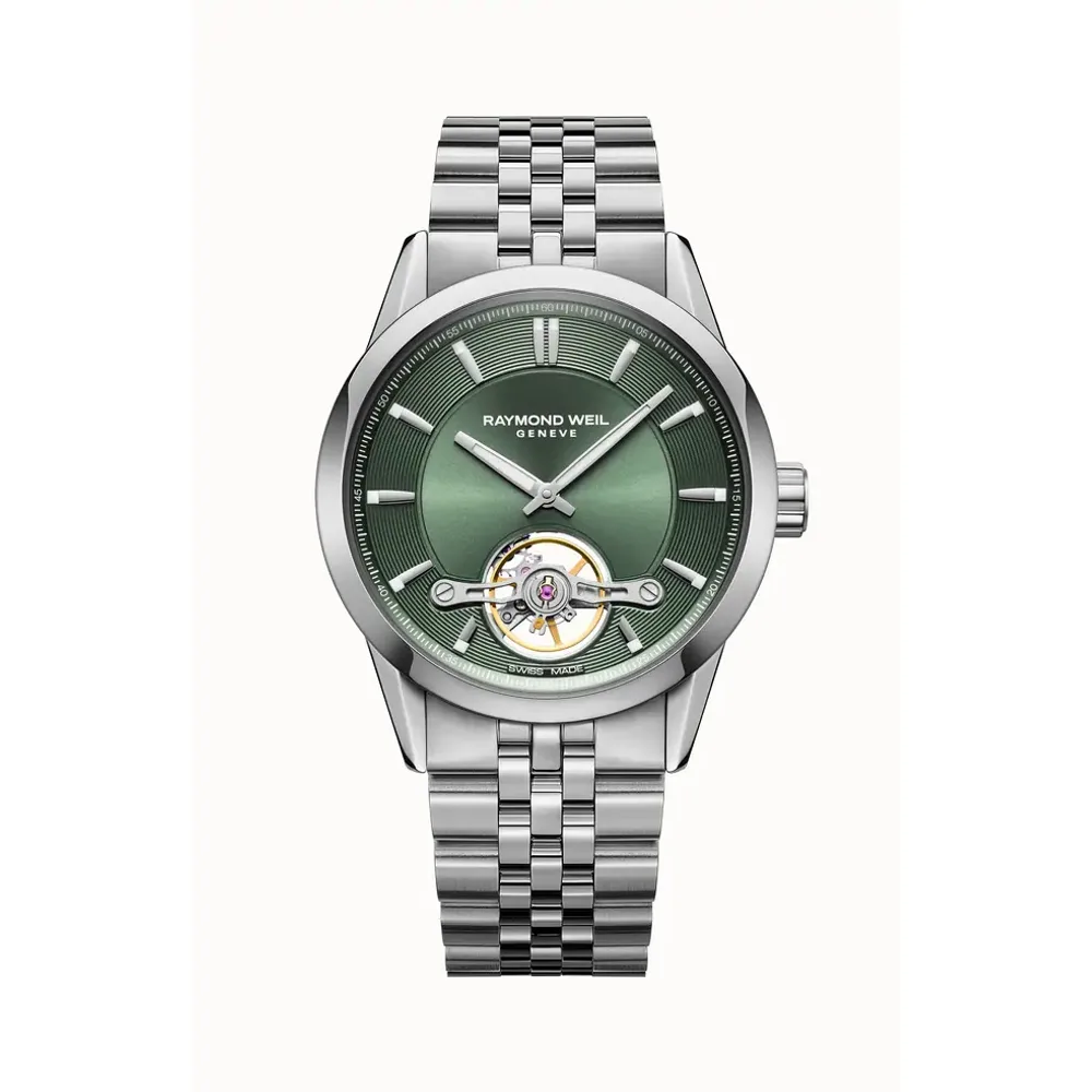 Raymond Weil Freelancer Calibre RW1212 Men's Automatic Green Steel Watch, 42 mm