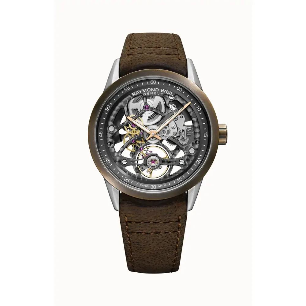 Raymond Weil Freelancer Calibre RW1212 Skeleton Men's Automatic Bronze Watch, 42 mm