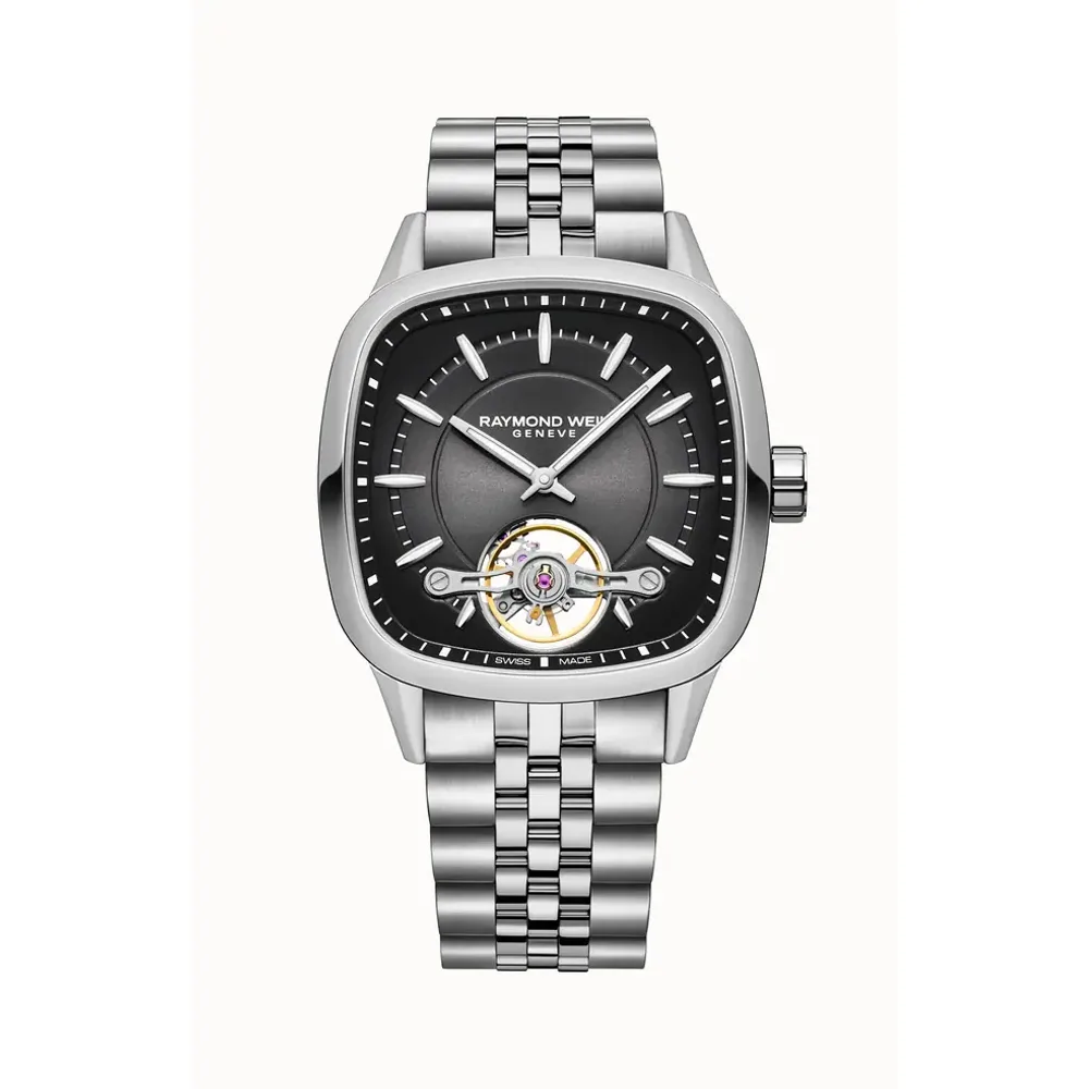 Raymond Weil Freelancer Calibre RW1212 Men’s Automatic Black Steel Cushion Shape Watch, 40 x 40 mm
