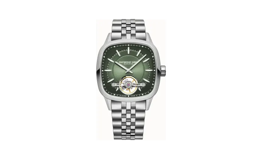 Raymond Weil Freelancer Calibre RW1212 Men’s Automatic Green Steel Cushion Shape Watch, 40 x 40 mm