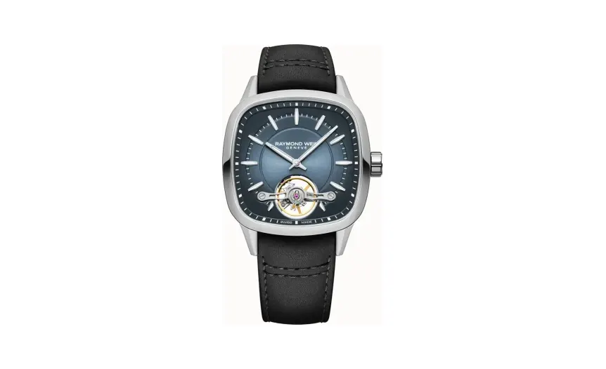 Raymond Weil Freelancer Calibre RW1212 Men’s Automatic Black Leather Strap Cushion Shape Watch, 40 x 40 mm